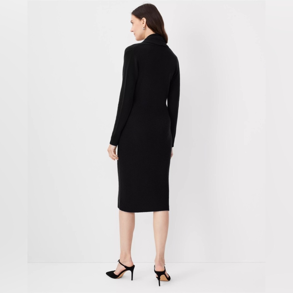 Ann Taylor Cashmere Shawl Collar Wrap Sweater Dress
